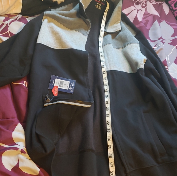 Brand new! Chaps Mens Grey/ Black Color Block zipped light jacket, L. Great gift - Picture 7 of 8